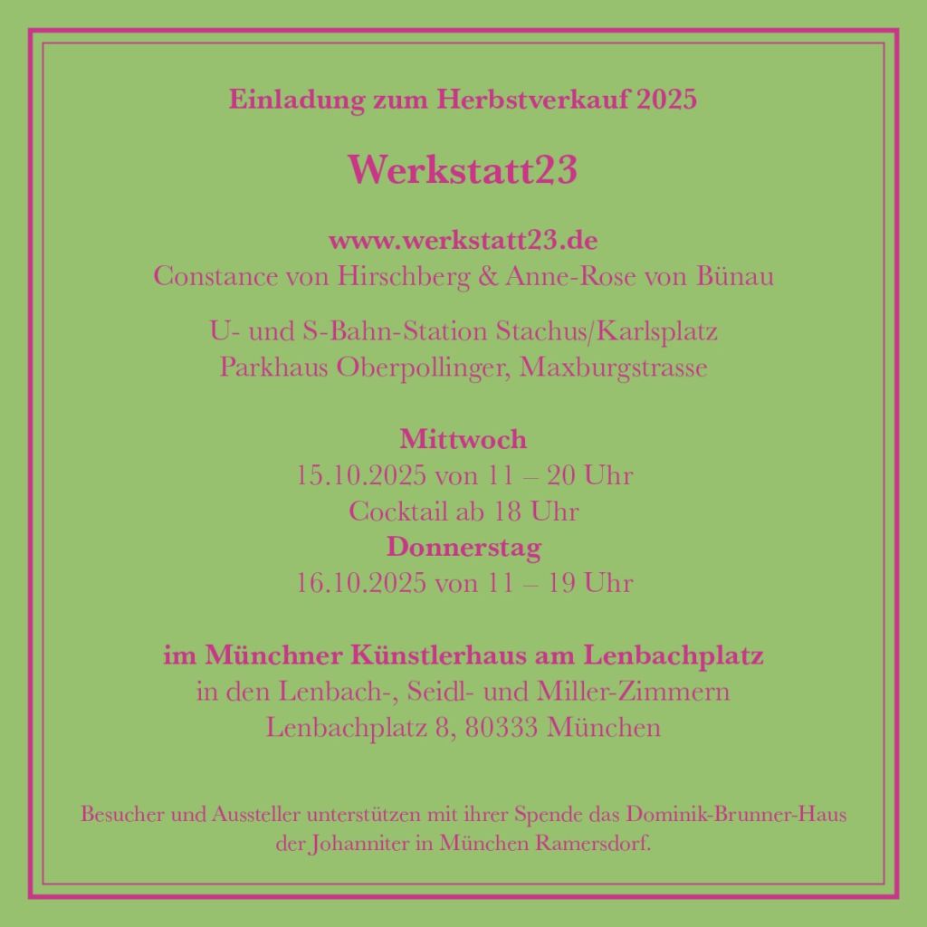 Werkstatt23 in München, 15.-16. Oktober 2025